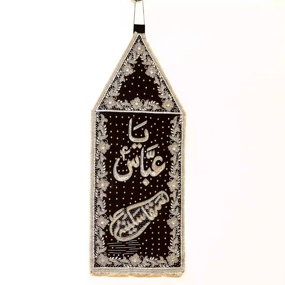 Patka Icon Ya Abbas as & Saqqa e Sakina sa Black Velvet Patka Silver Sequence ...