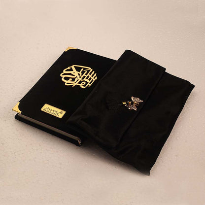 Black Velvet Bridal Quran Gift Set with Juzdan – Elegant & Lightweight