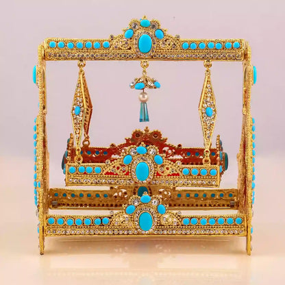 Blessed Beauty Shahzada Ali Asghar (as) Small Kashi Jhoolah with Ferozi & White Zircon Stones