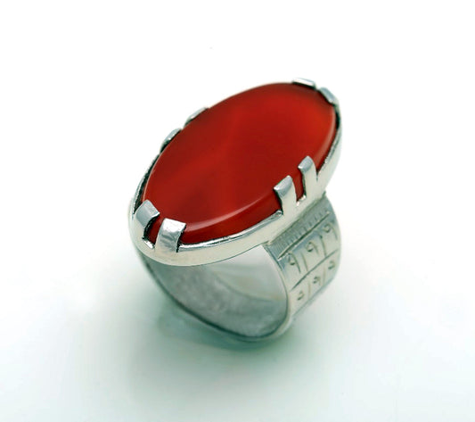 Brown Natural Aqeeq Silver Ring With 999 Naqsh (New Arrival)