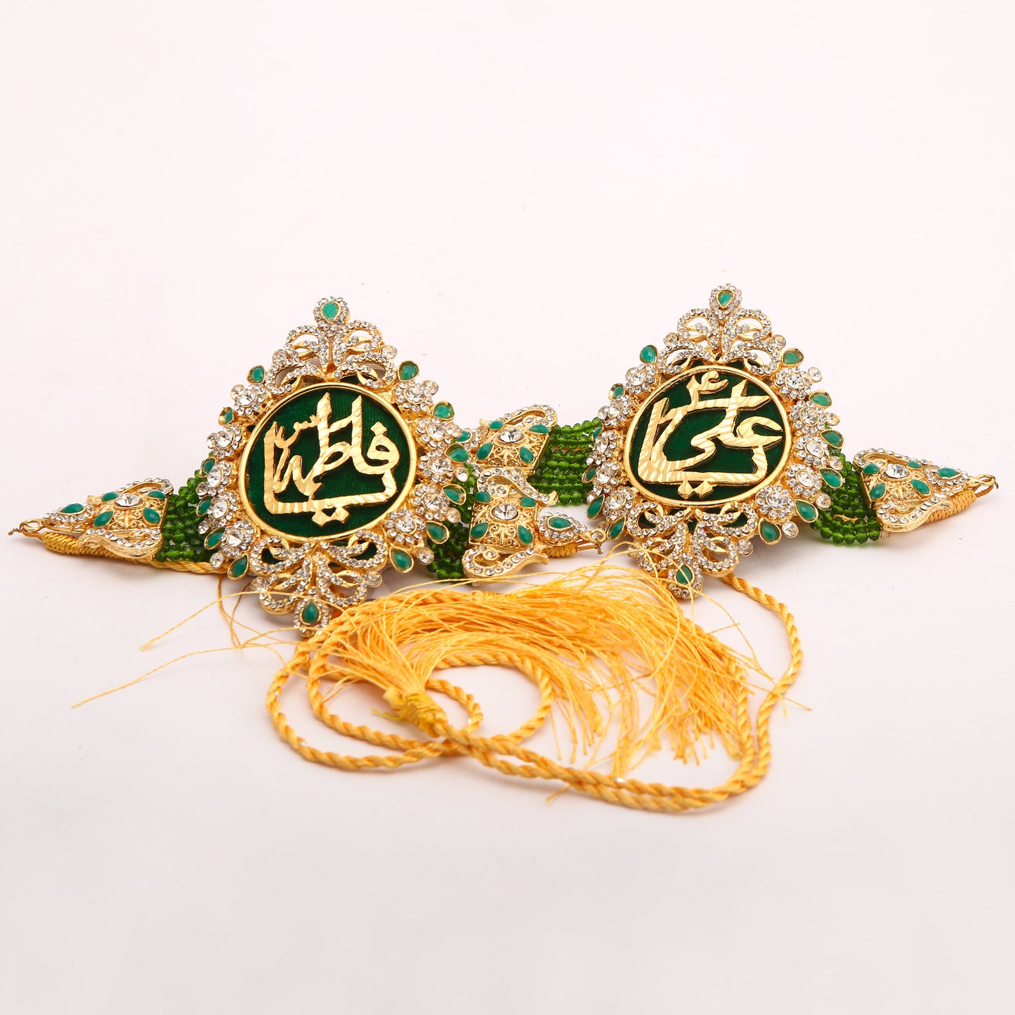 Wedding Imam Zamin Green Stones Work Ya Ali (as) Ya Fatima (sa) Worldwide Delivery