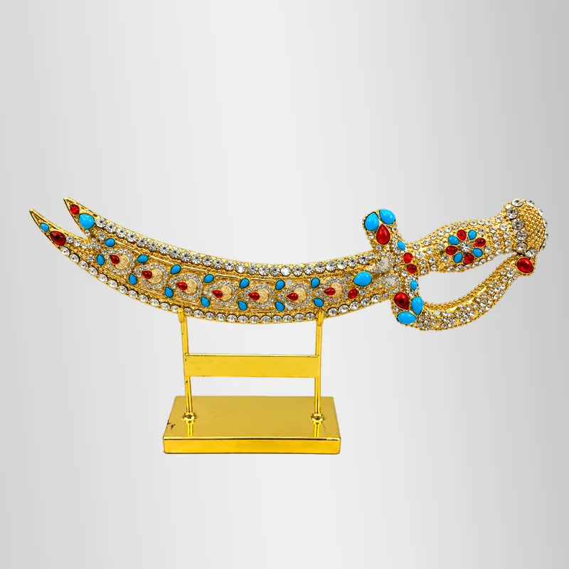 Golden Zulfiqar Stand Feerozah & Ruby Stone Work 