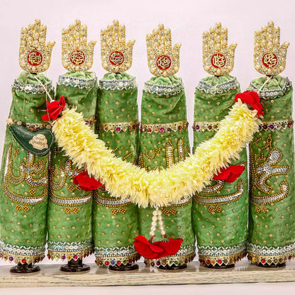 Greee Velvet Alam Stone work Panja For Home Azakhana