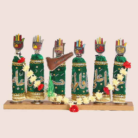 Green Velvet Alam Punjatan Set for Azakhana Decoration