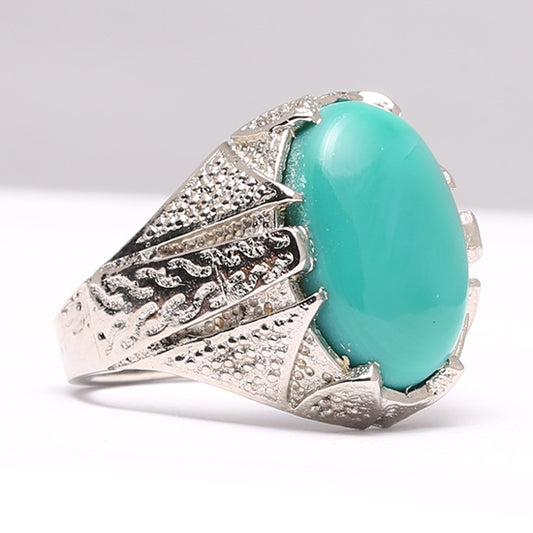 Feroza Stone Silver Ring Real Neshapur Turquoise