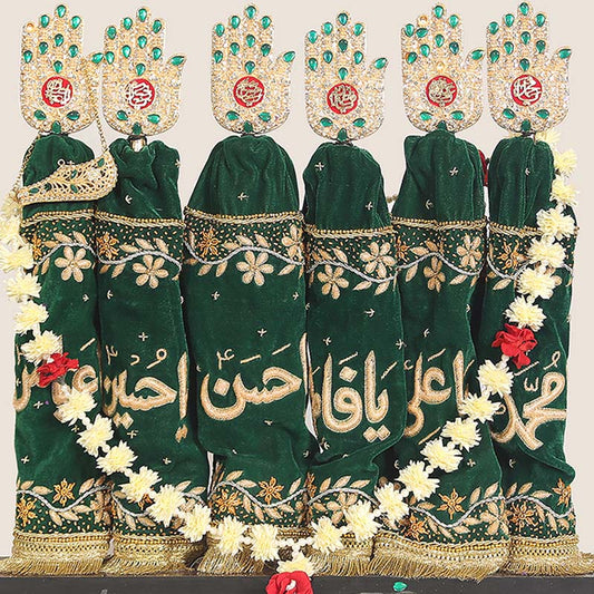 Green Azakhana Set Panja Stone Work Resham Work