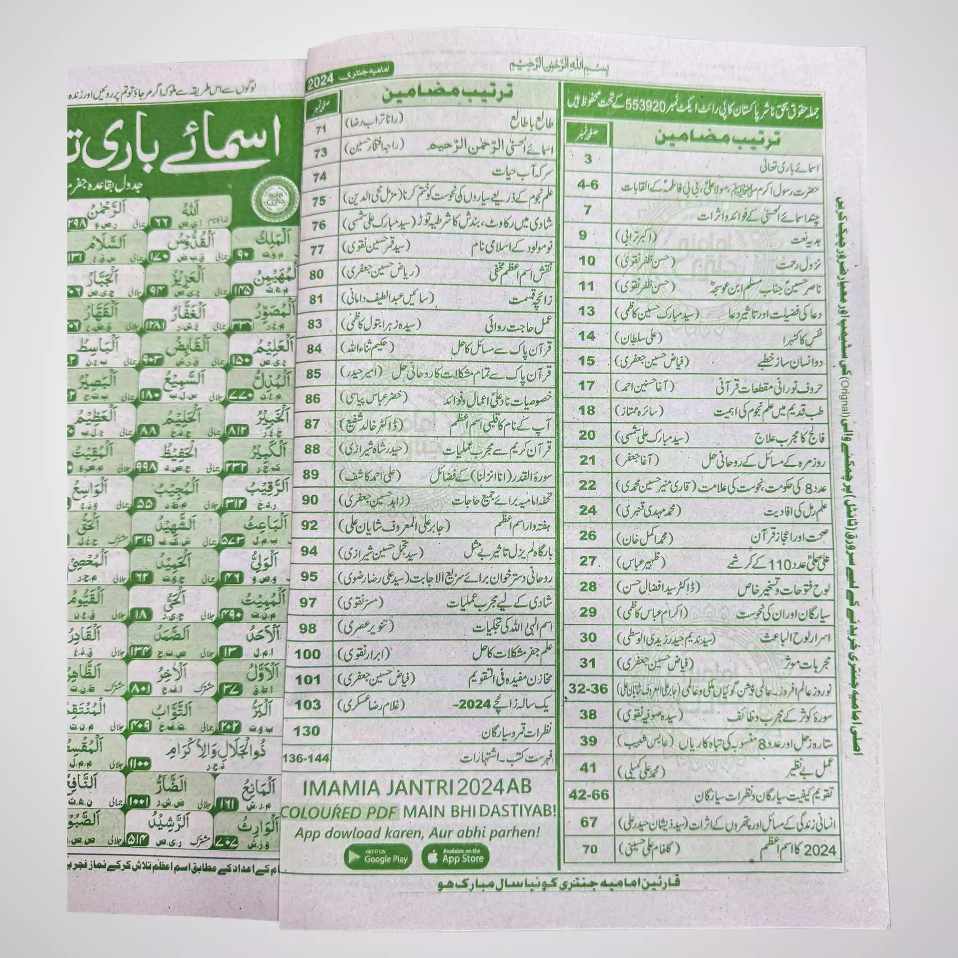 Imamia Jantri 2024 Check Your Birth Stones Sadqa Calendar & Much More