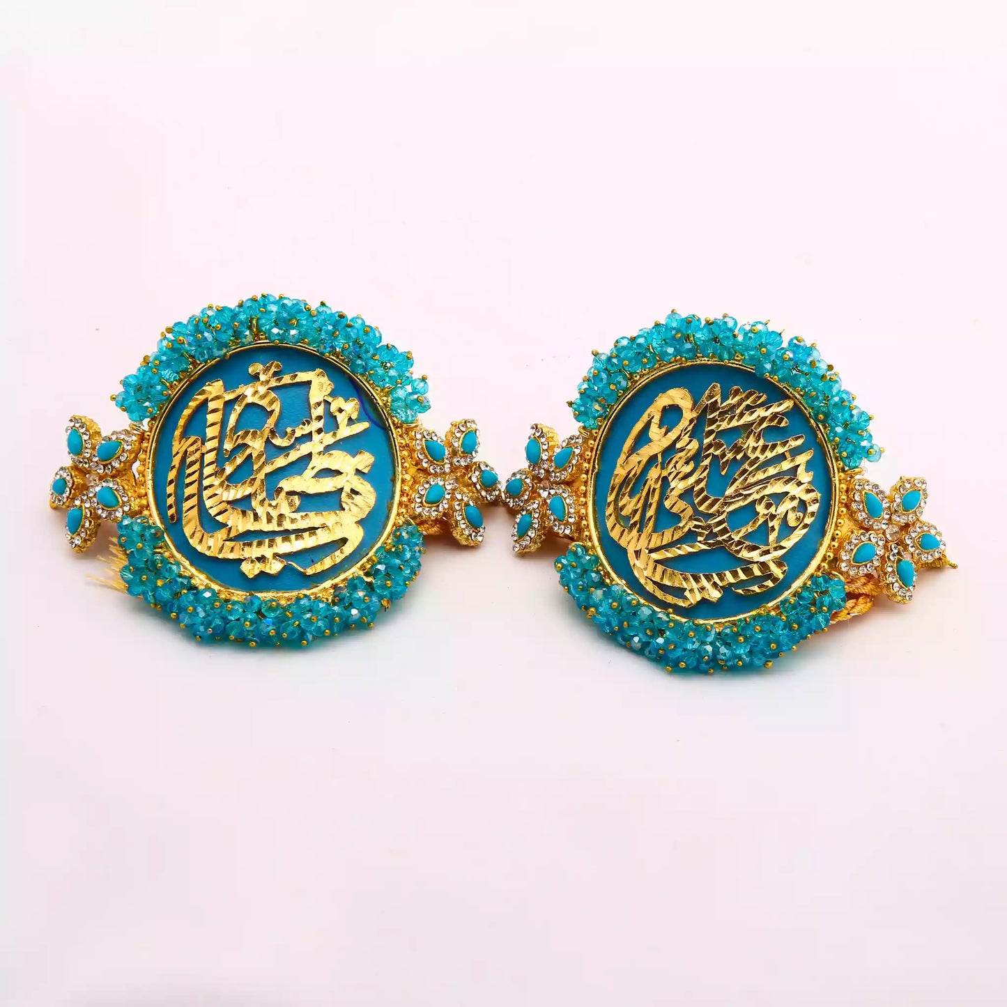 Imamzamin for Bride & Groom, Enhanced with Cyan Blue Stones for Nikaah