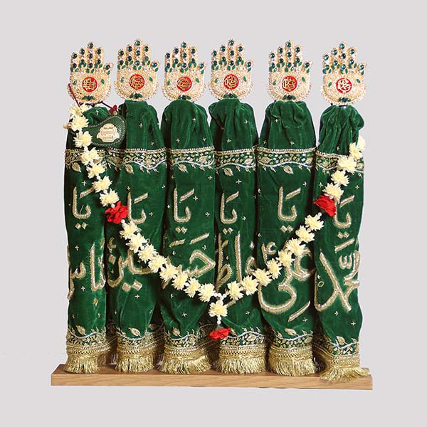 Intricate Engravings on Green Alam Kora Stone Panjay Set