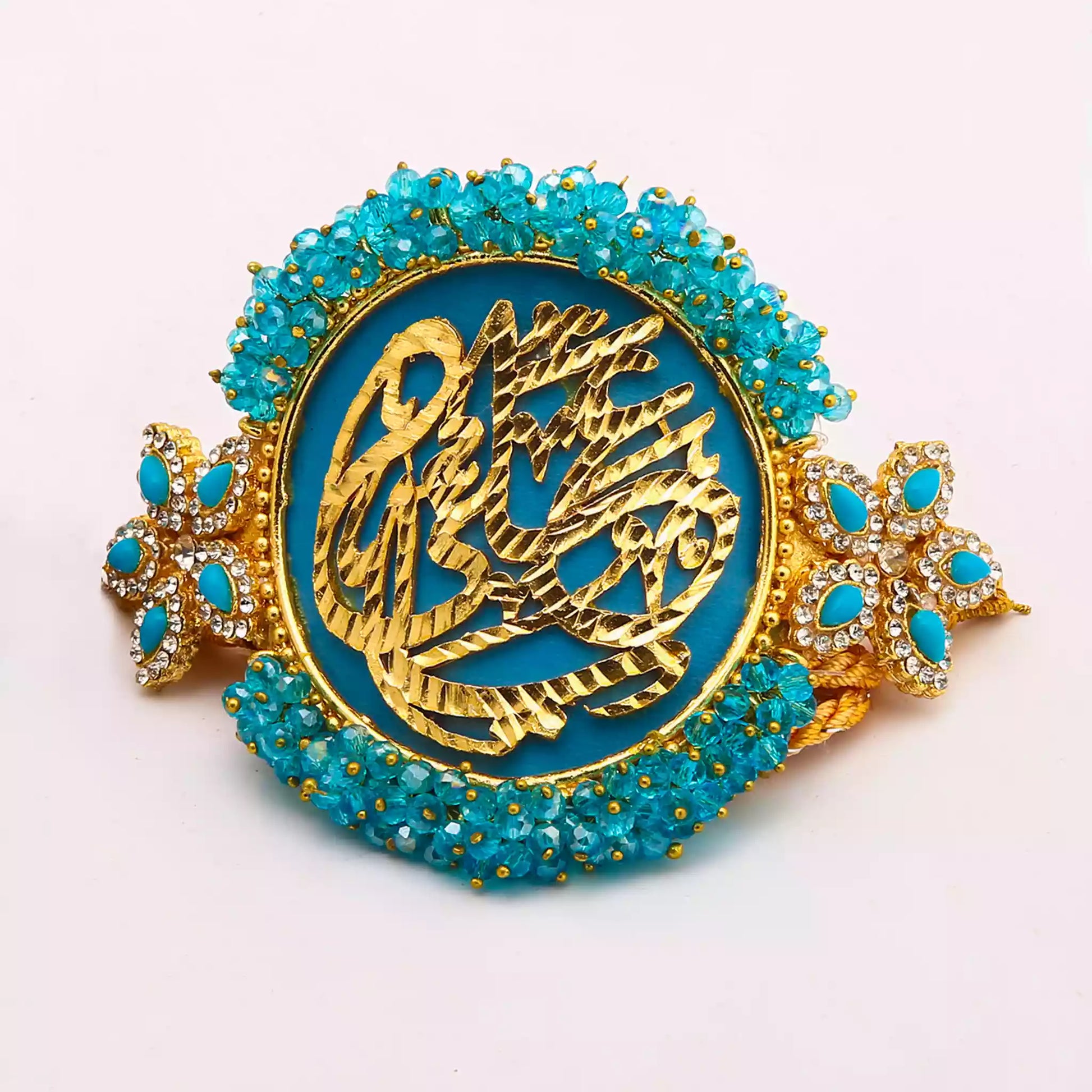 Kashi Imamzamin for Bride & Groom, Enhanced with Cyan Blue Stones for Nikaah and Shaadi