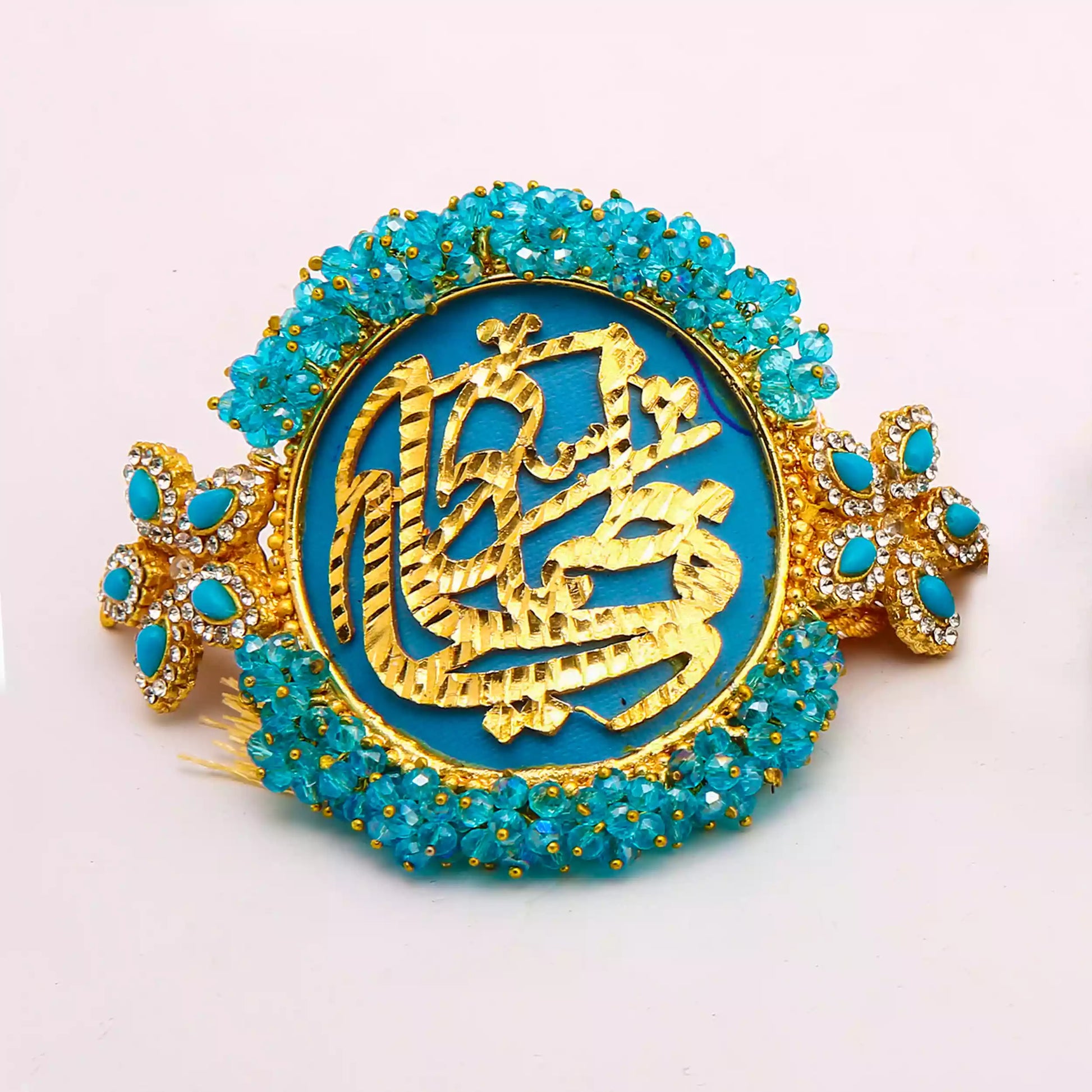 Kashi Imamzamin for Bride & Groom, Enhanced with Cyan Blue Stones for Nikaah and Wedding