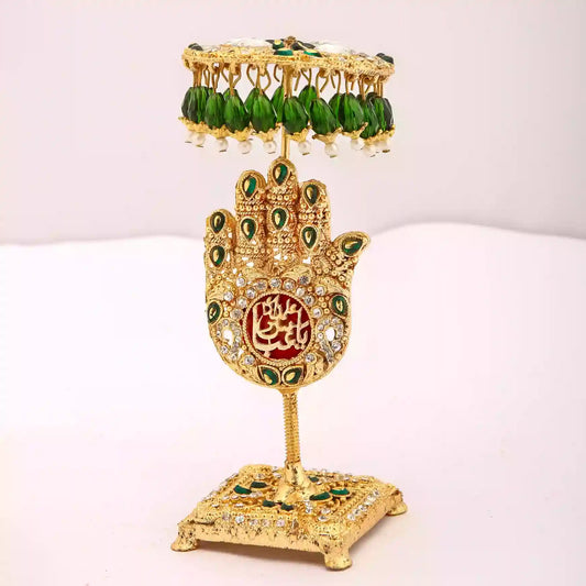 Ya Abbas Alamdar as Elegant Panja Stand Green Stone Umbrella