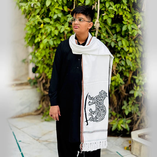 White Printed Nade Ali Shawl Men's & Women Shawl Nade Ali