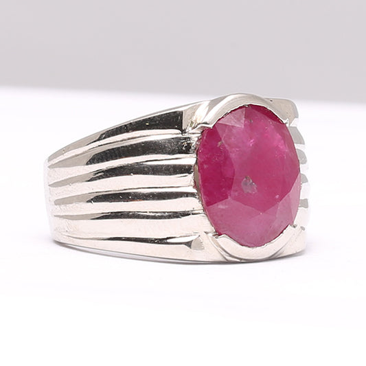 Pinkish African Ruby Silver Ring - Handmade with Pure Silver