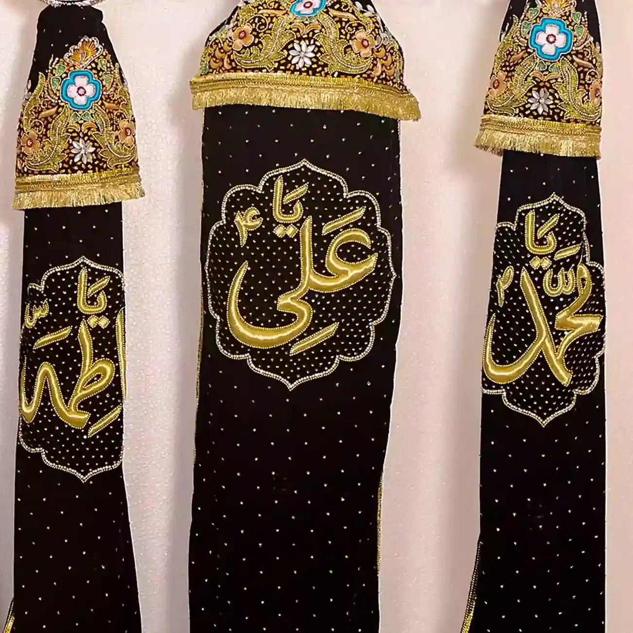 Punjatan as and Hazrat Abbas as Alam Panja Set Home Azakhana in Rangoon Green Velvet Patka