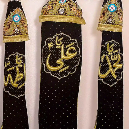 Punjatan as and Hazrat Abbas as Alam Panja Set Home Azakhana in Rangoon Green Velvet Patka