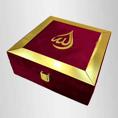 Quran with Box and Tasbih Red Velvet Bridal Gift Set