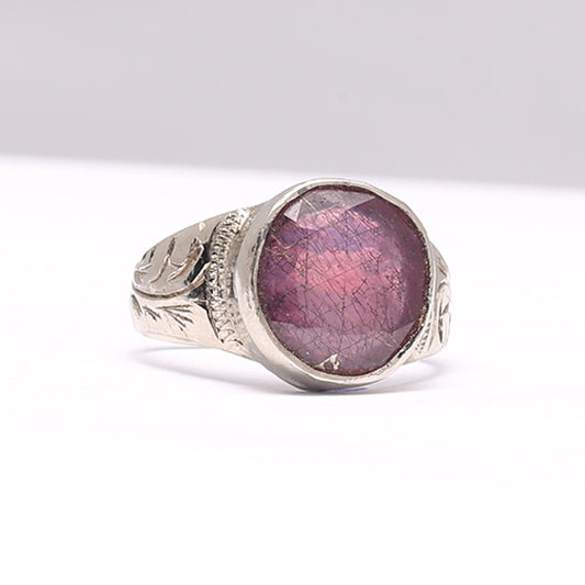 Real Ruby African Stone Ring in Handmade Silver for Men