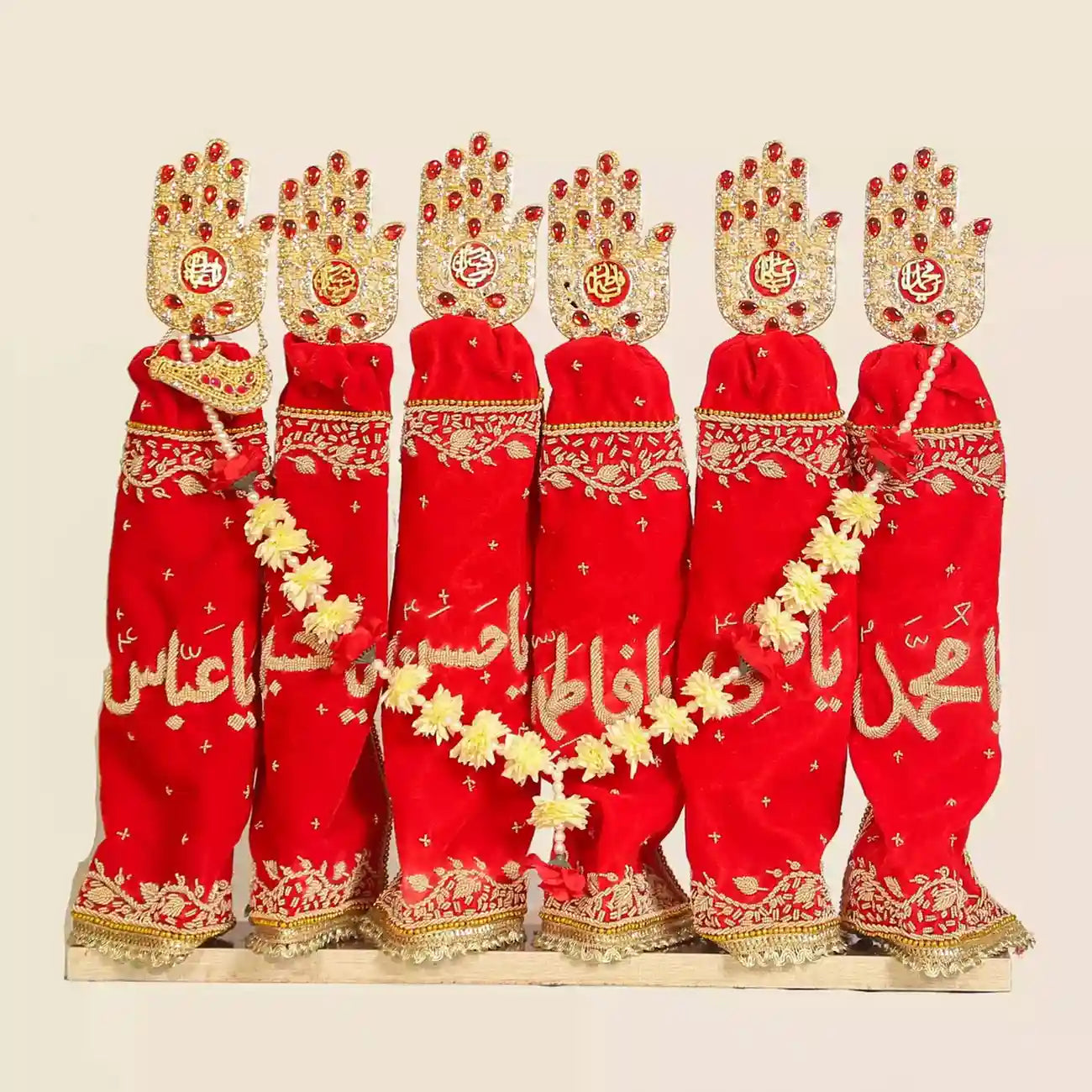 Red Velvet Panja with Stone Details for Home Azakhana - New Arrival