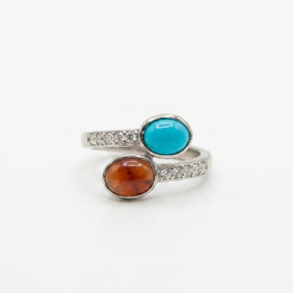 20% Off Real Aqeeq Feerozah Or Durenajaf Ladies Silver Ring with Zircorns