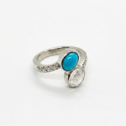 20% Off Real Aqeeq Feerozah Or Durenajaf Ladies Silver Ring with Zircorns