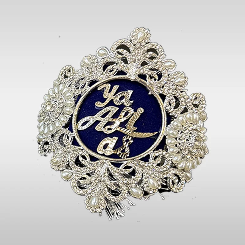 Imamzamin Wedding Royal Blue Background Pearls and Zircorns