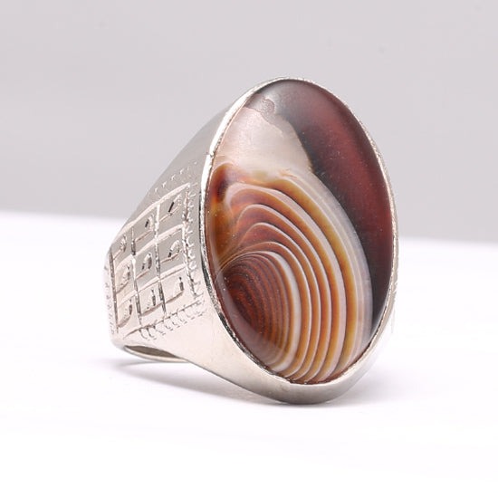 Sulemani Aqeeq Natural Stone Silver Ring