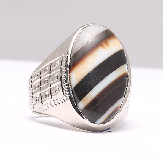 Sulemani Aqeeq Silver Ring 999 with Naqsh e Fatima (SA) Design
