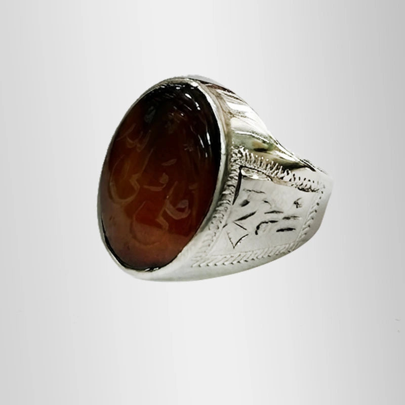 Brown Aqeeq Silver 925 Silver Men's Ring Best Quality Ring