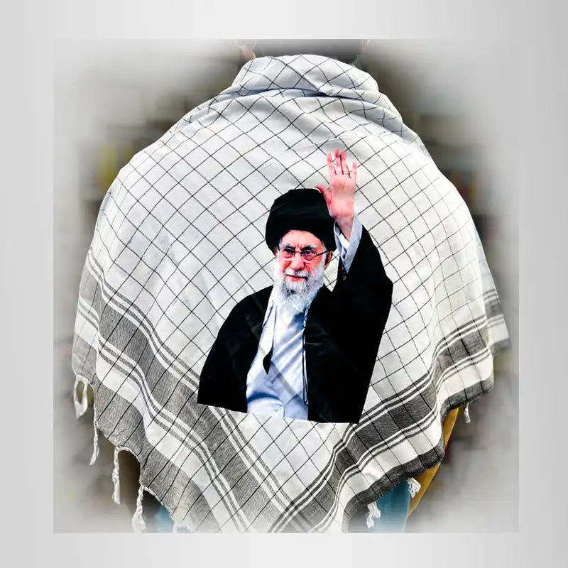 Best Seller White Baseej Romal with Khamenai Picture Printed