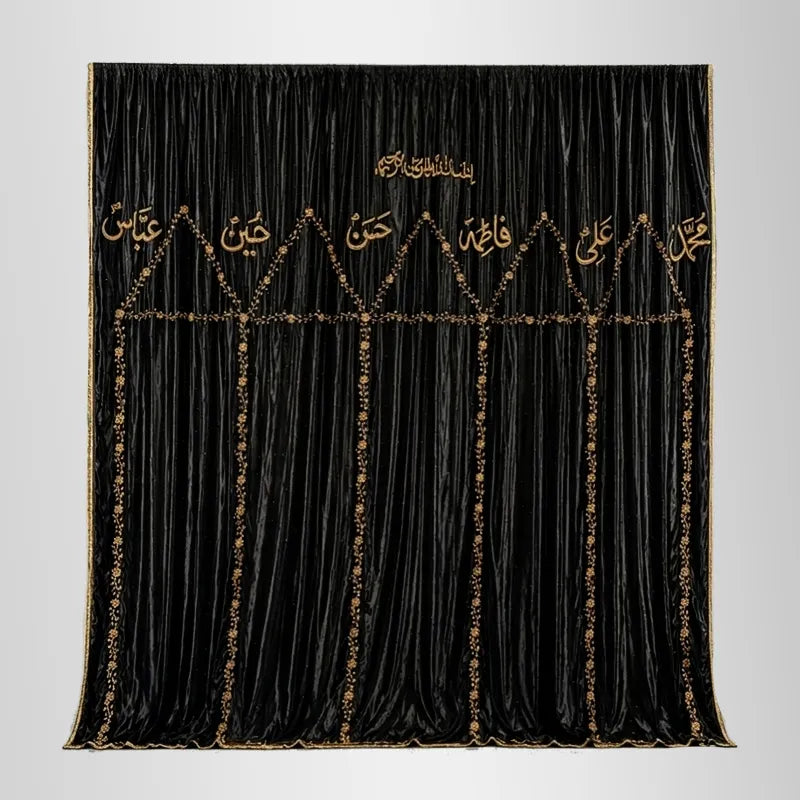 curtain Ya Abbas (as) Ya Hussain (as) black Pardah