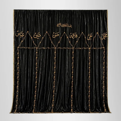 curtain Ya Abbas (as) Ya Hussain (as) black Pardah