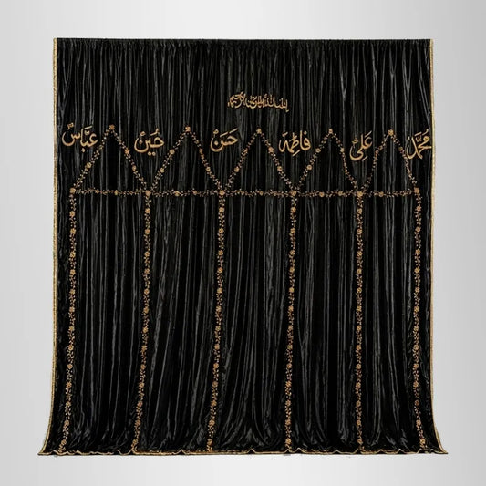 curtain Ya Abbas (as) Ya Hussain (as) black Pardah