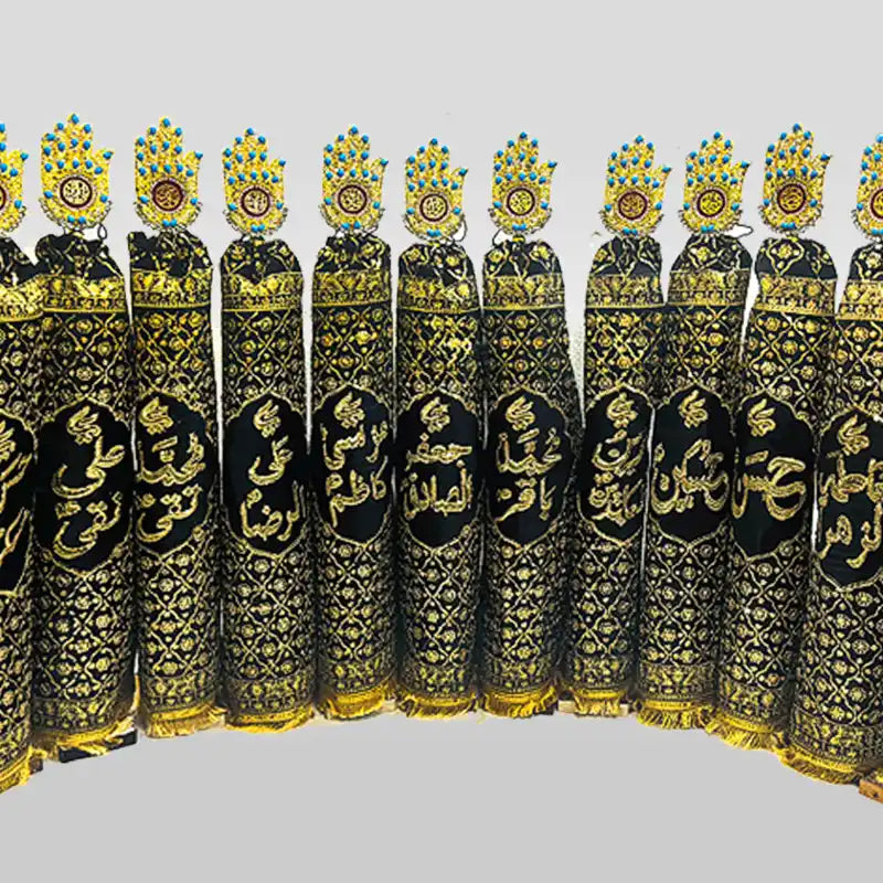 Home Azakhana in Black and Golden work with Kashi Stone Work panja for home azakhana