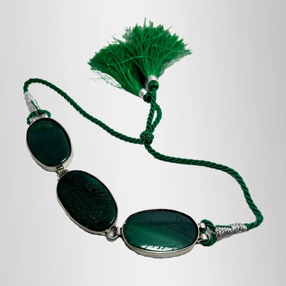 Green ImamZamin Real Stones with Nazar e Bad Dua Nade Ali Engraved