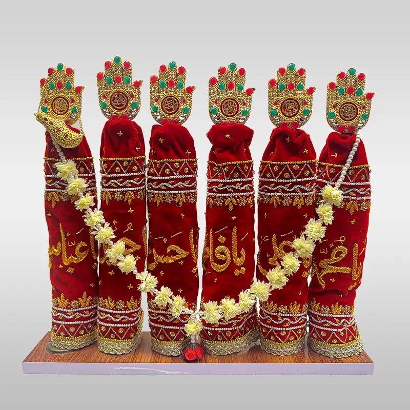 Red Alam Set Home Azakhana Punjatan and Hazrat Abbas (as) Stone Work Panja