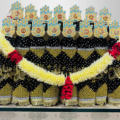 Home Azakhana Set Black Velvet with Manjus Stone Work Panja in Feroza Stone Work