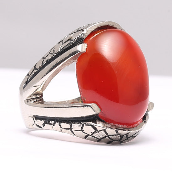 Brown Aqeeq Ring 925 Italian Design Pure Silver