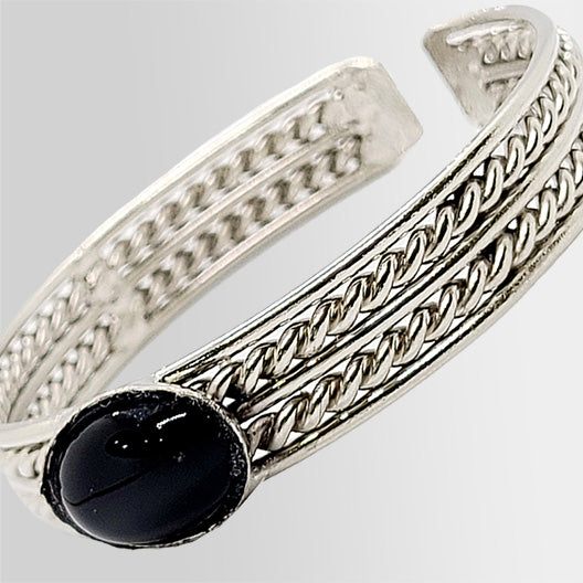 Ladies Kara Black Aqeeq Stone 