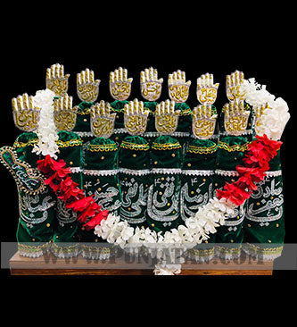 15 Pcs Alam Set Azakhana in Green Velvet & Mashaq