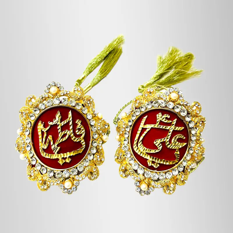 Gold Plated Nikkah Imamzamin Red Background White Zircorns 1