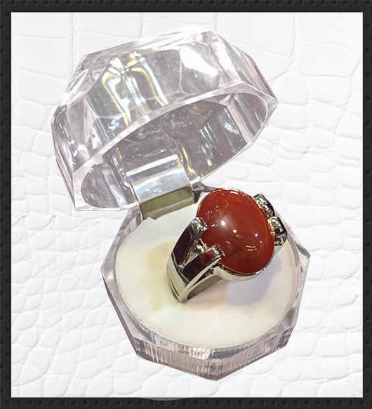 Stylish Natural Dark Brown Aqeeq Ring 925 Silver.