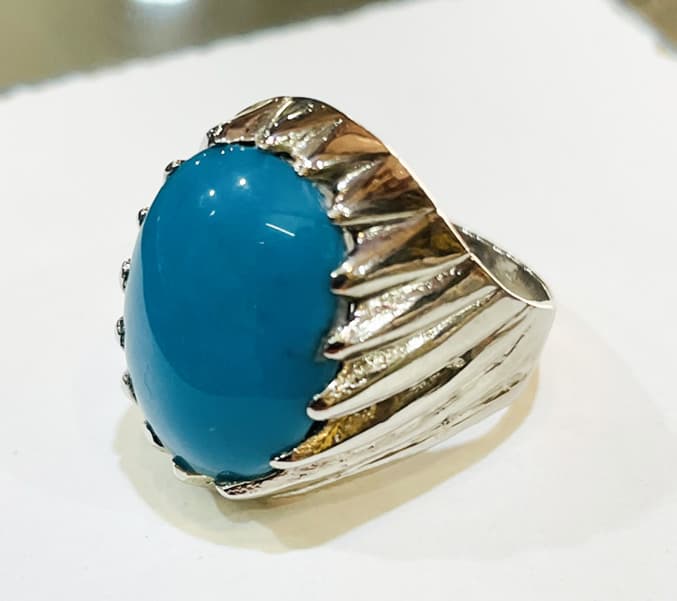 Firoza Turquoise Men's Ring Turquoise Gemstone Ring Sterling Silver Handmade Jewelry