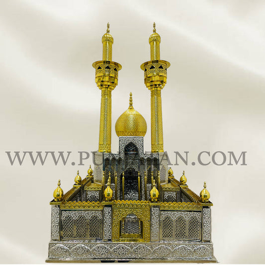 Roza Mubarak Imam Hussain (as) in German Silver & Gold Polish Perfect for ImamBargha