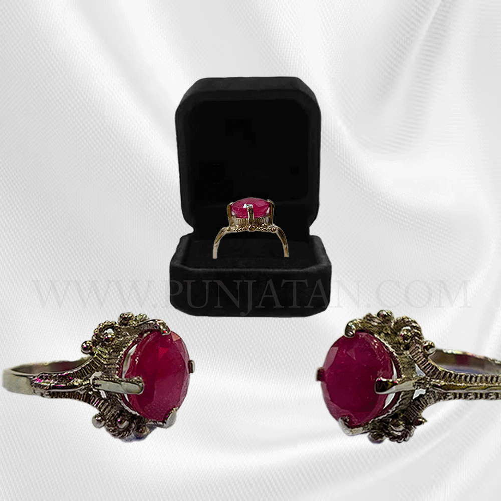 Natural Ruby African Yaqoot Silver Ring Ladies 