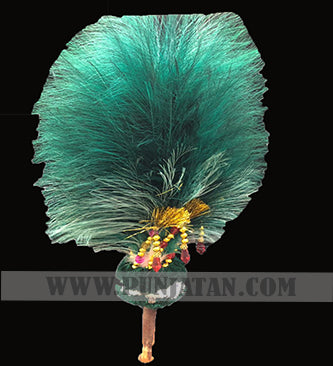 Green Furr Kalgi With Yellow & Red Beads