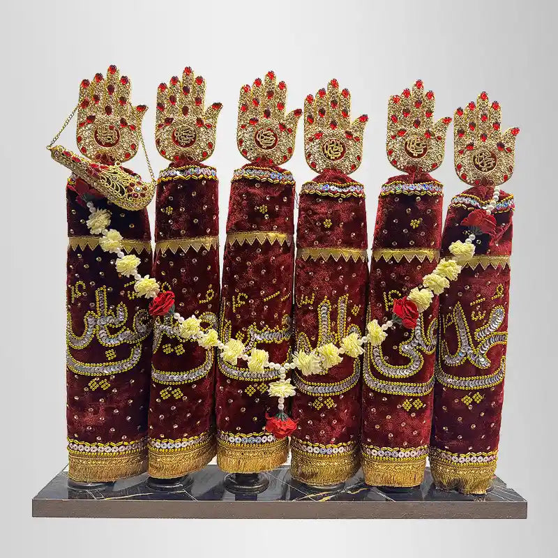 Panjetan Alam Set Maroon Velvet with Hazrat Abbas (as)