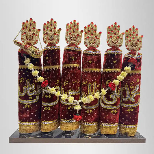 Panjetan Alam Set Maroon Velvet with Hazrat Abbas (as)
