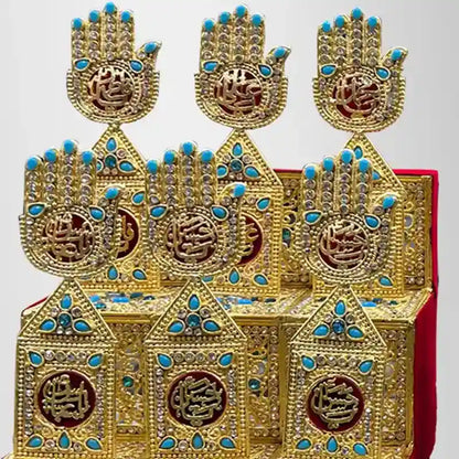 Punjatan and Mola Abbas (as) Azakhana Set with Kashi Feerozah work and golden finish for home azakhanay