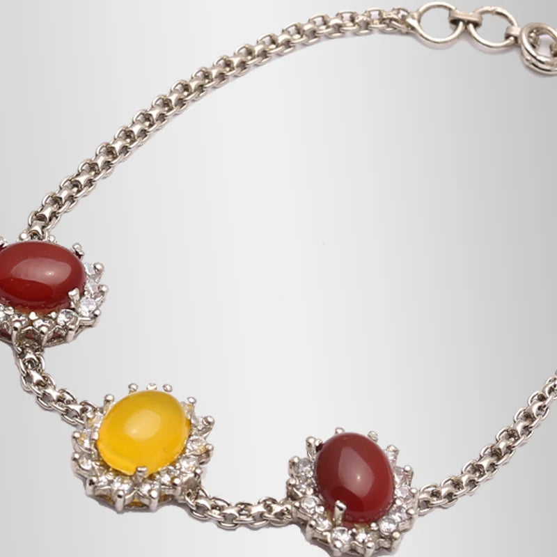Real Aqeeq Bracelet Ladies Pure Silver